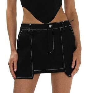 BY. DYLN NWT Black Cooper Denim Relaxed Boxy Mini Skirt Size XS